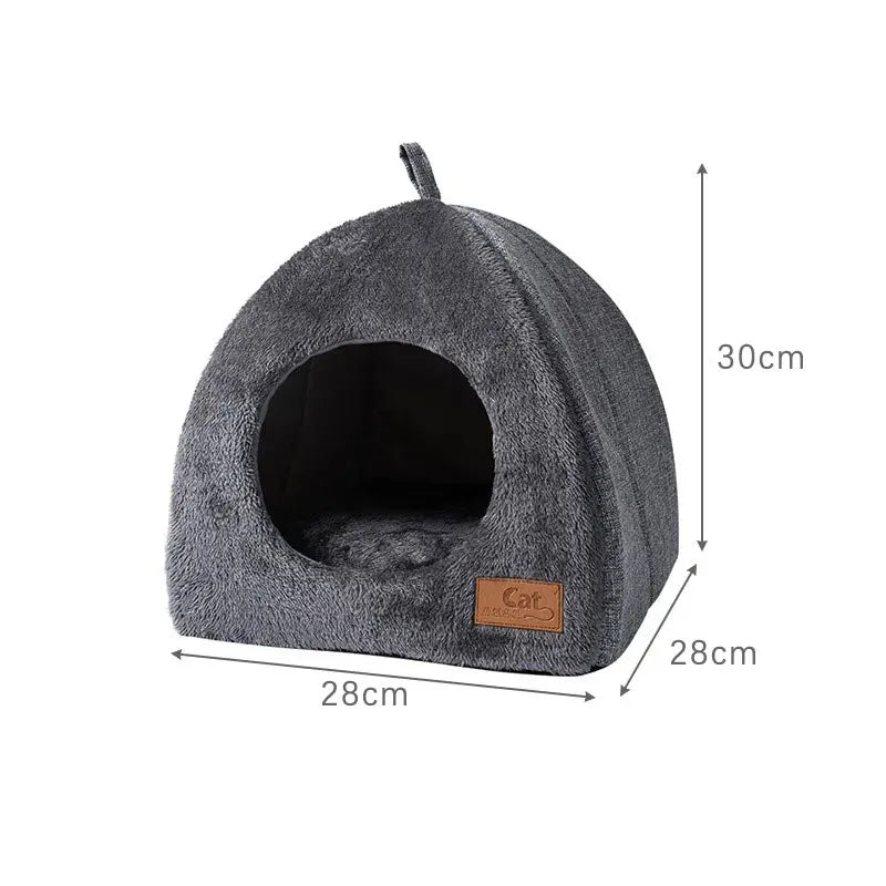 Cozy Semi-Enclosed Cat Bed - Warm & Stylish