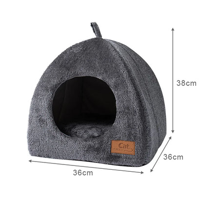 Cozy Semi-Enclosed Cat Bed - Warm & Stylish